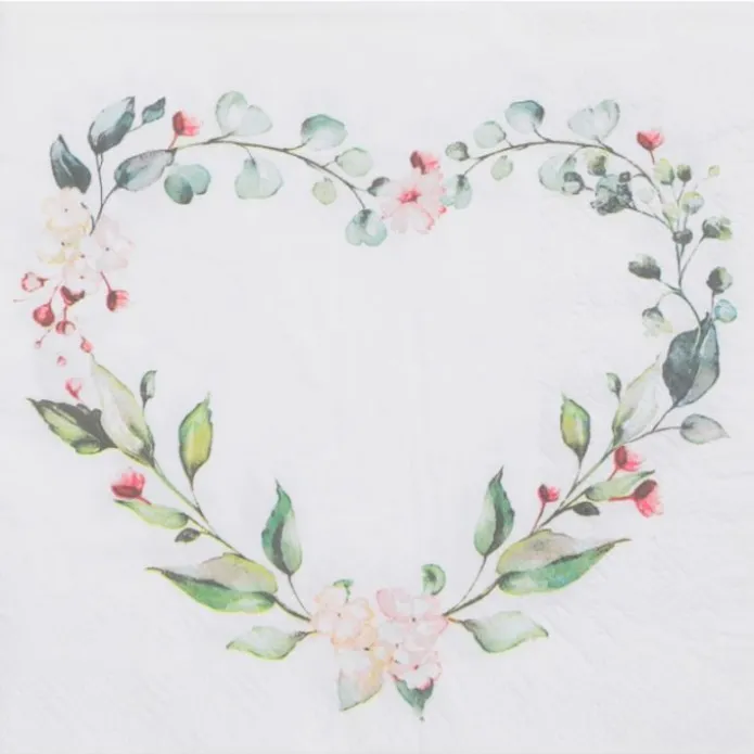 Servilletas de papel corazón flores (20)