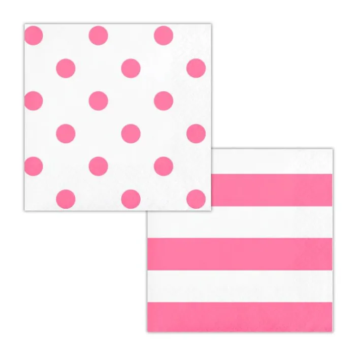 Servilletas de papel rayas y lunares rosas (16) - Creative Converting