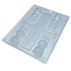 Set de moldes para chocolate conejos de Pascua sentados 3D 7,5 cm