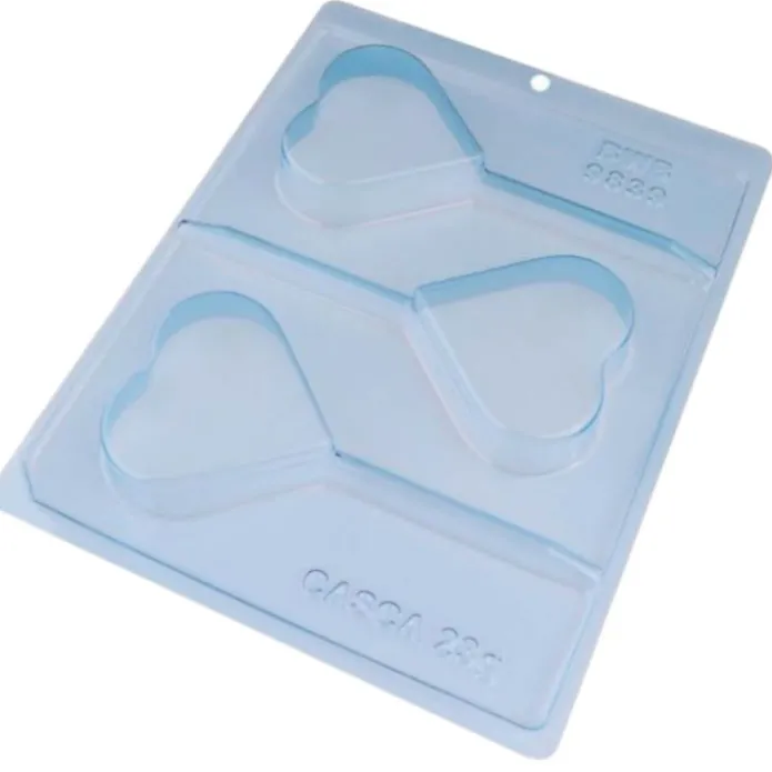 Set de moldes para chocolate 3 piruletas corazones