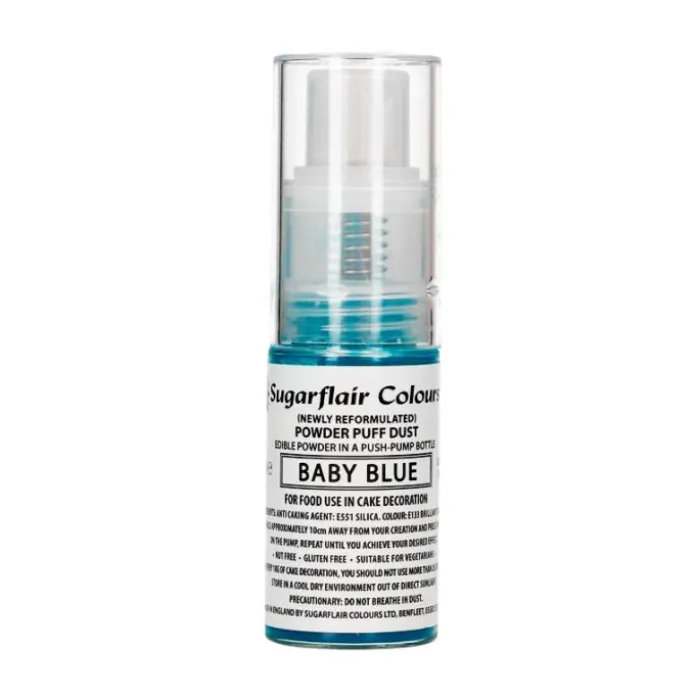 Spray de purpurina en polvo azul bebé 10 g - Sin gluten - Sugarflair
