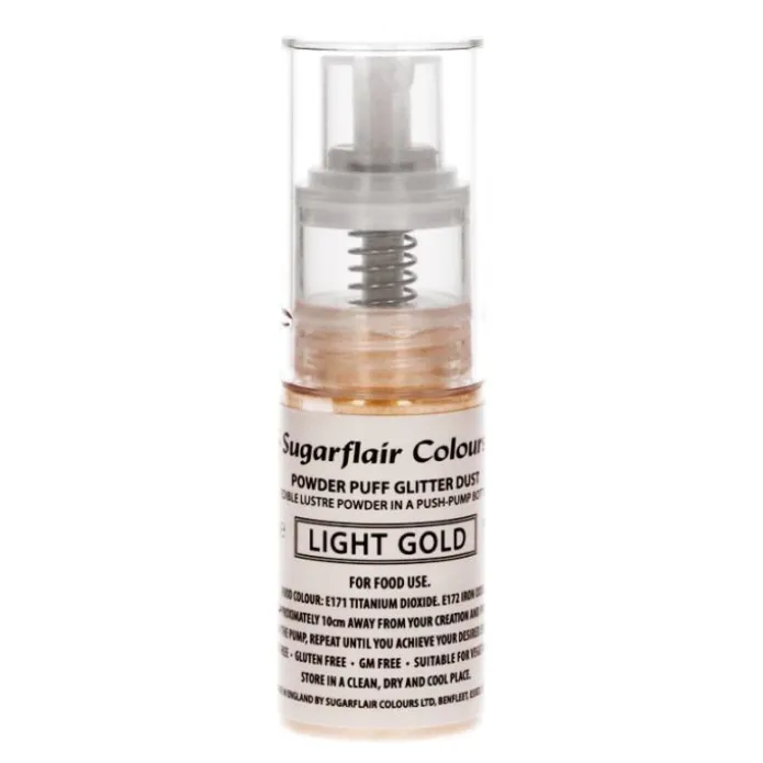 Spray de purpurina en polvo oro claro 10 g - Sugarflair