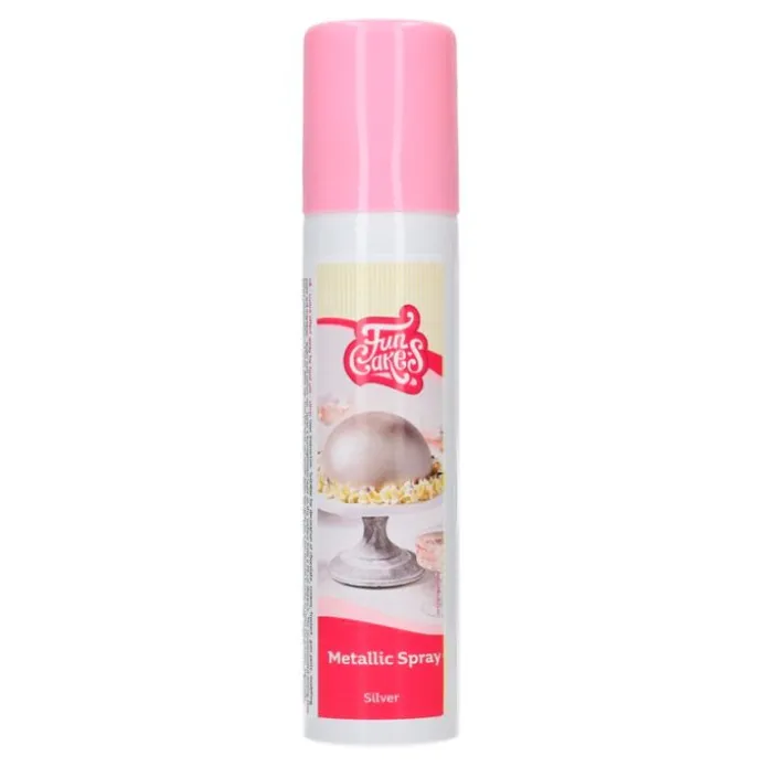 Spray efecto metalizado plateado 100 ml - Funcakes