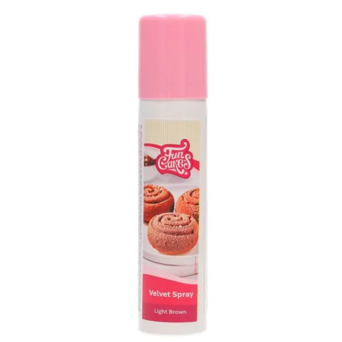 Spray Velvet efecto terciopelo marrón claro 100 ml - Funcakes