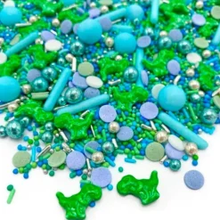 Sprinkles azul, verde y plata Jurassic Party 90 g - Happy Sprinkles