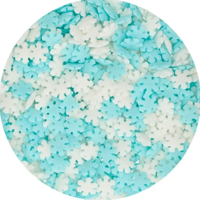 Sprinkles copos de nieve blancos y azules 50 g - Funcakes