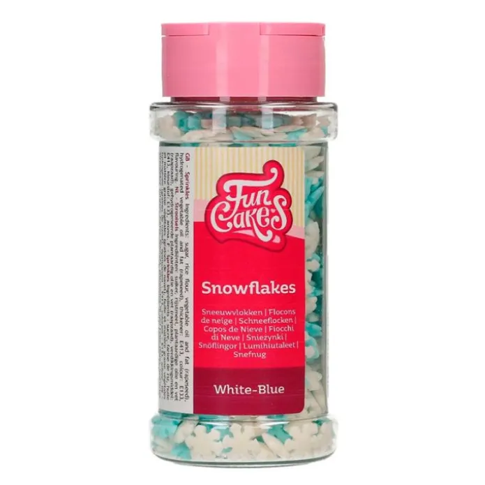 Sprinkles copos de nieve blancos y azules 50 g - Funcakes