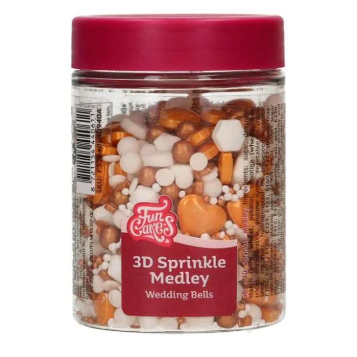 Sprinkles 3D Medley Wedding Bells Corazones 70 g - Funcakes