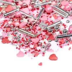 Sprinkles rosa, rojo, blanco y plata Be Mine 90 gr - Happy Sprinkles
