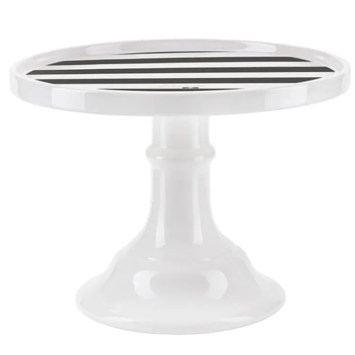 Stand de cerámica grande blanco rayas negras 25 cm - Miss Étoile + REGALO plato
