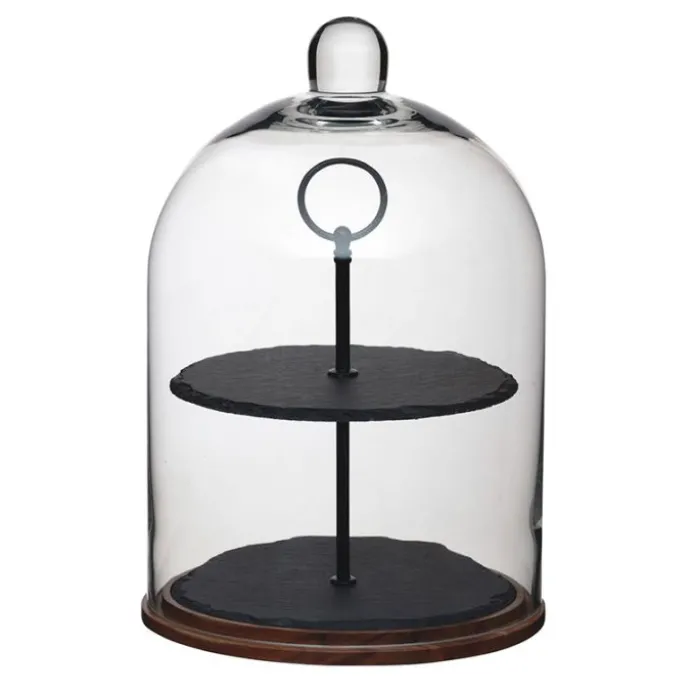 Stand de 2 niveles con campana de cristal - Pizarra - Kitchen Craft