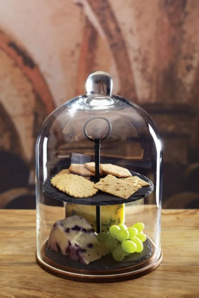 Stand de 2 niveles con campana de cristal - Pizarra - Kitchen Craft