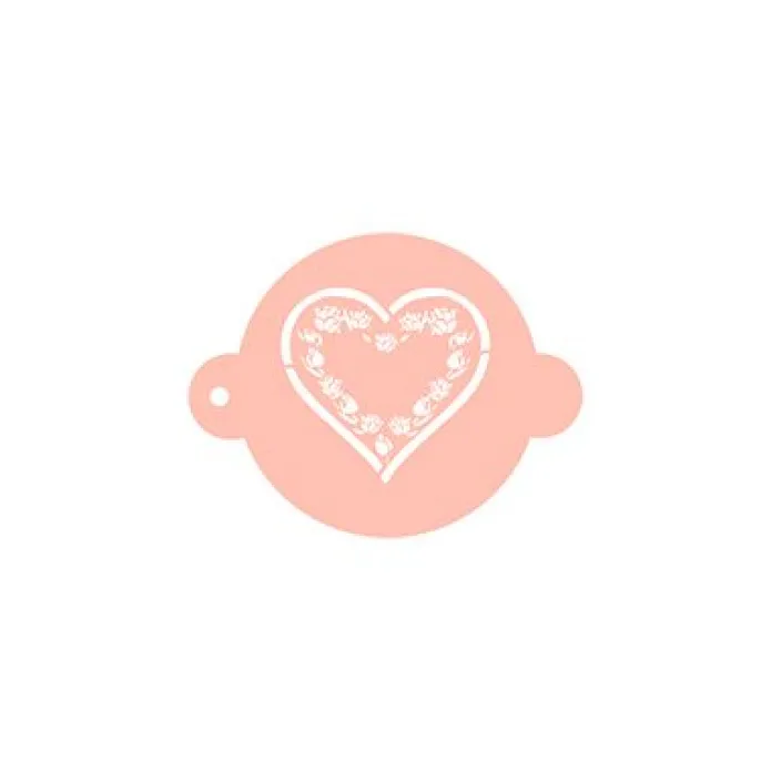 Stencil corazón con rosas 9 cm - TodoStencil