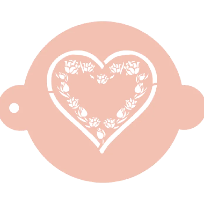Stencil corazón con rosas 20 cm - TodoStencil