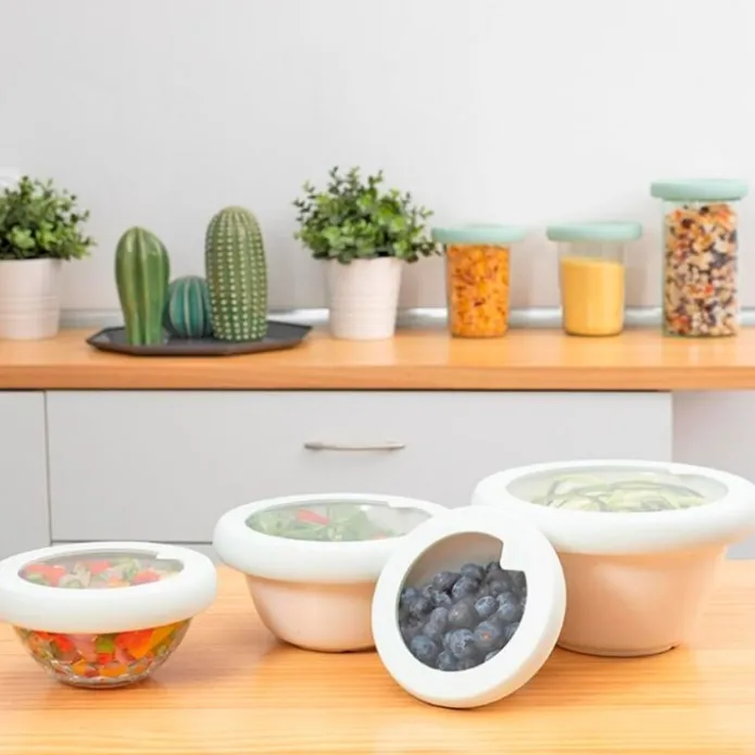 Tapa para conservar al vacío verde S 15 cm - Cristal y Silicona (sin BPA) - Food Huggers
