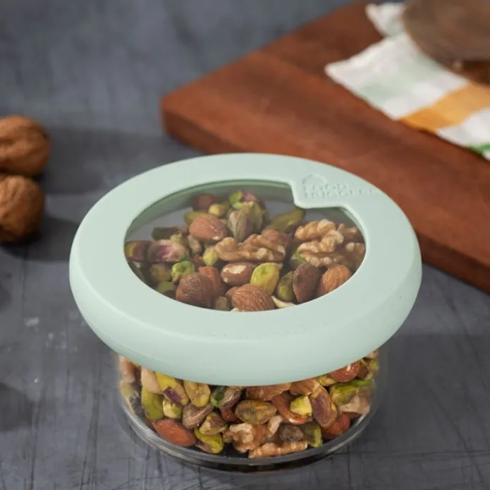 Tapa para conservar al vacío verde S 15 cm - Cristal y Silicona (sin BPA) - Food Huggers