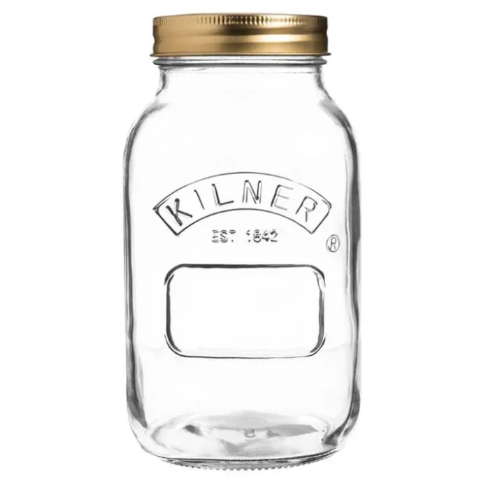 Tarro de cristal con tapa metálica dorada para sellado al vacío 1 litro - Kilner
