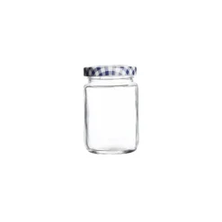 Tarro de cristal redondo con tapa vichy azul 93 ml - Kilner