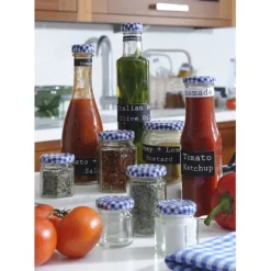 Tarro de cristal redondo con tapa vichy azul 93 ml - Kilner