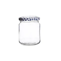 Tarro de cristal redondo con tapa vichy azul 228 ml - Kilner