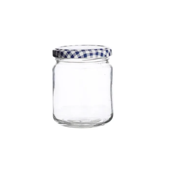 Tarro de cristal redondo con tapa vichy azul 228 ml - Kilner