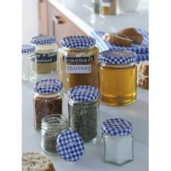 Tarro de cristal redondo con tapa vichy azul 228 ml - Kilner