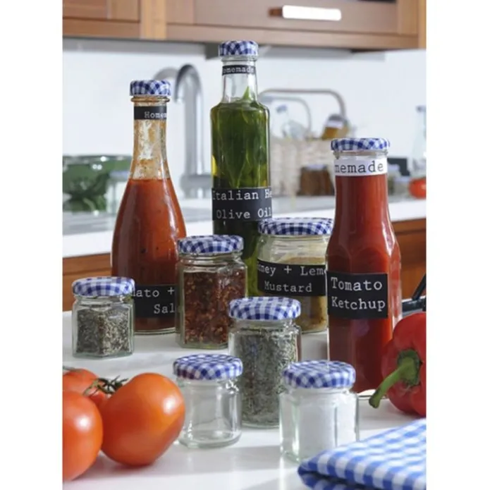 Tarro de cristal redondo con tapa vichy azul 370 ml - Kilner