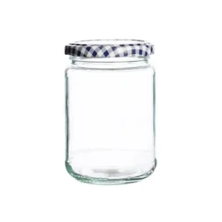 Tarro de cristal redondo con tapa vichy azul 370 ml - Kilner