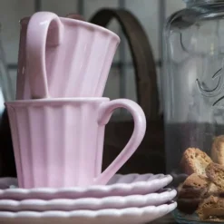 Taza estriada baja con asa rosa 300 ml - Mynte - Ib Laursen