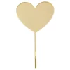 Topper corazón acrílico dorado efecto espejo 8,5 cm