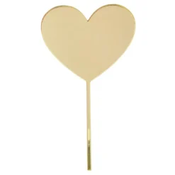 Topper corazón acrílico dorado efecto espejo 8,5 cm