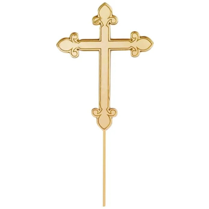 Topper cruz acrílica dorada efecto espejo 11,5 cm