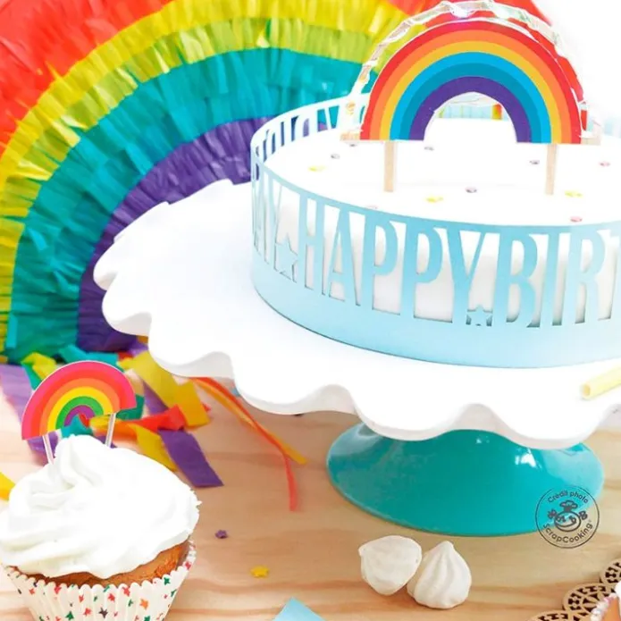 Topper de madera con LEDs arcoíris - ScrapCooking