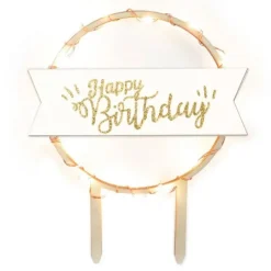 Topper de madera con LEDs Happy Birthday - ScrapCooking