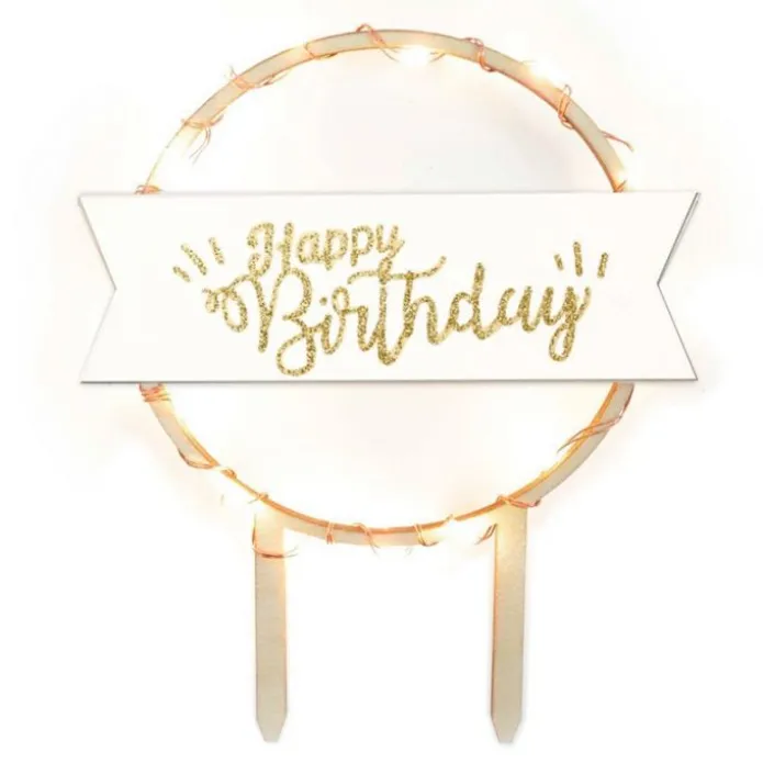 Topper de madera con LEDs Happy Birthday - ScrapCooking