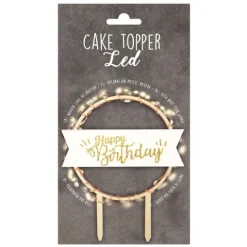 Topper de madera con LEDs Happy Birthday - ScrapCooking