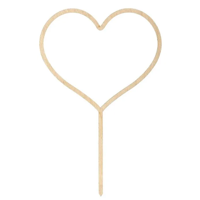 Topper de madera corazón 14 cm - PartyDeco