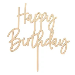 Topper de madera Happy Birthday 15 cm - PartyDeco