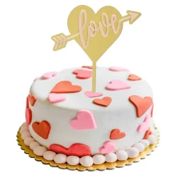 Topper dorado corazón Love 6,5 cm - Dekora