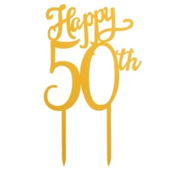Topper dorado Happy 50 aniversario 10 cm - Dekora