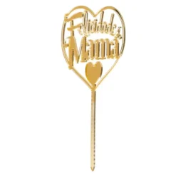 Topper Felicidades mamá dorado 14,3 cm - Dekora