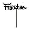 Topper felicidades negro 14 cm - Dekora