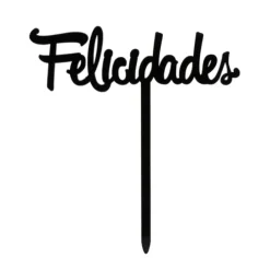 Topper felicidades negro 14 cm - Dekora