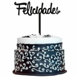 Topper felicidades negro 14 cm - Dekora