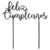 Topper Feliz Cumpleaños acrílico negro 17 cm