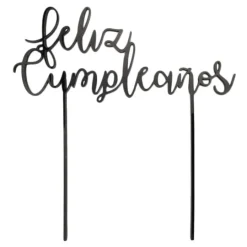 Topper Feliz Cumpleaños acrílico negro 17 cm