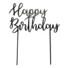 Topper Happy Birthday acrílico negro 17 cm