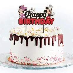 Topper Happy Birthday Mickey y Minnie 17,5 cm - Dekora