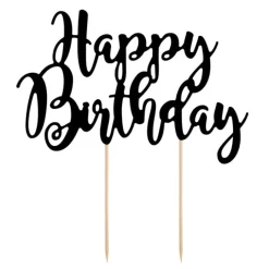 Topper Happy Birthday negro 20 cm - PartyDeco