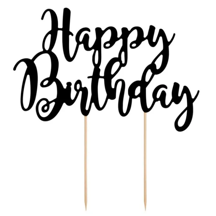 Topper Happy Birthday negro 20 cm - PartyDeco